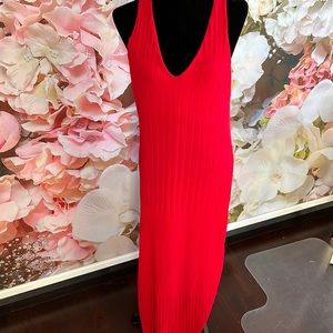 brand new red zara dress. v neck. back slit. FINAL SALE.